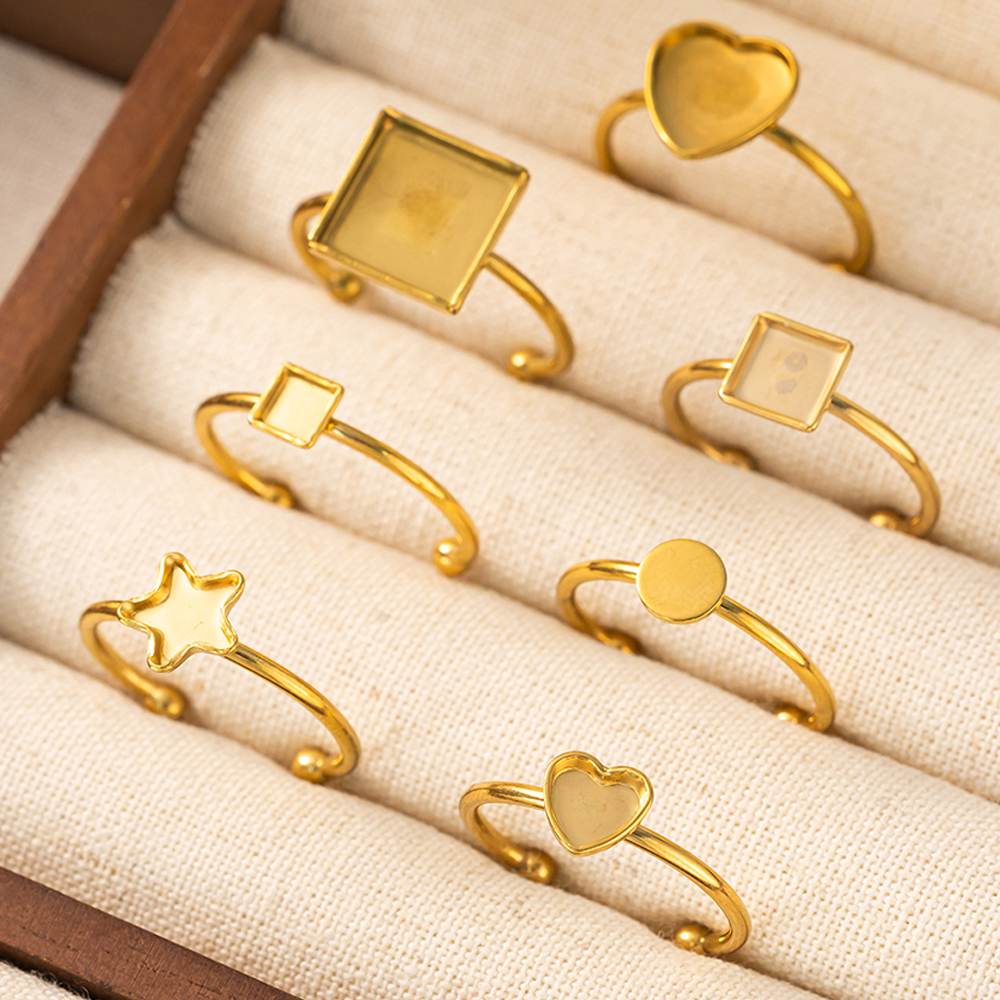 Ring Set Adjustable - 5pcs Stainless Steel Adjustable Heart Open