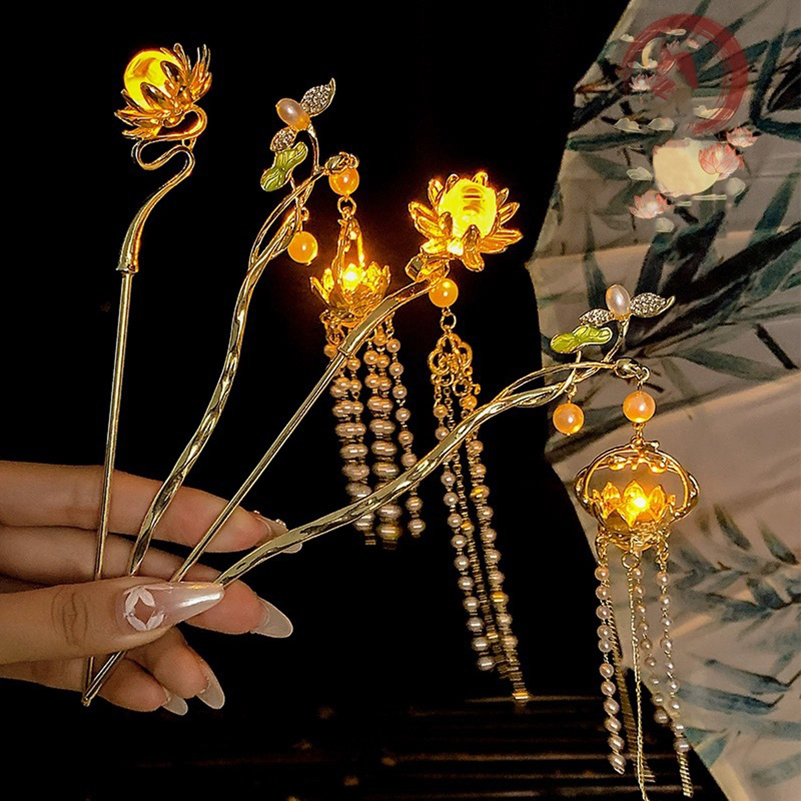 Hair Fork Stick - Luminous Flower Hairpin For Women Creative