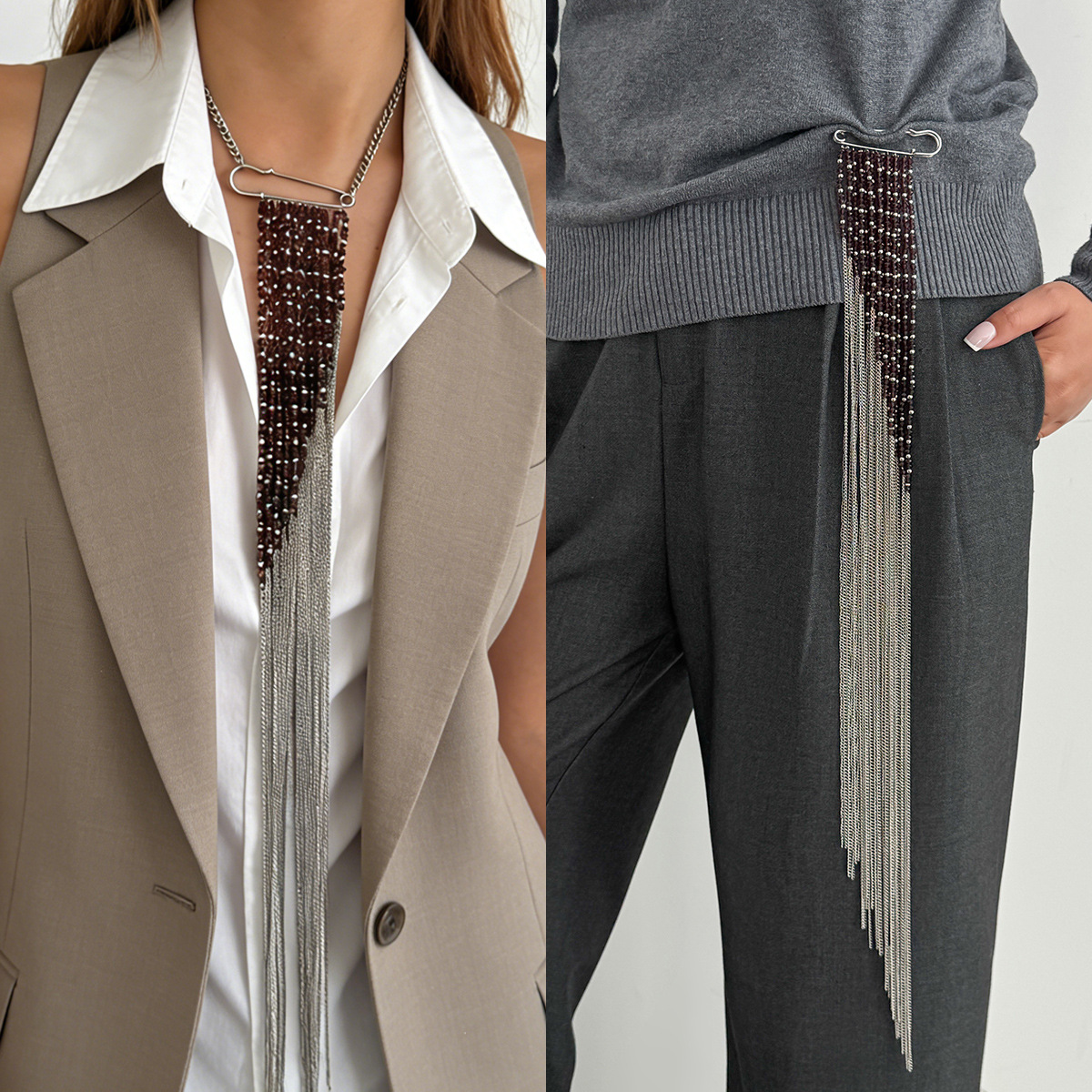 Silver Color Tassel Chain Broo – обзор и цена Women Accessories Chain