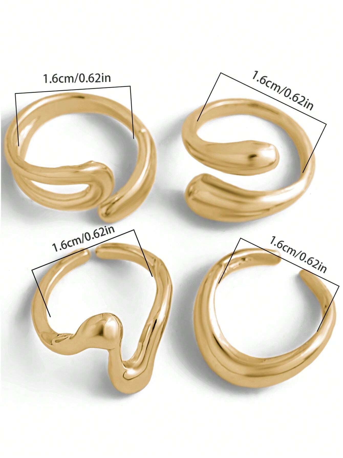 4pcs Abstract Liquid Shape Adj – обзор и цена Ring Set Adjustable