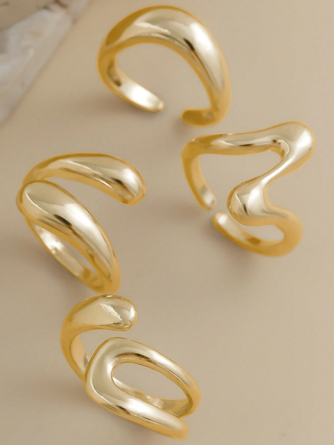 4pcs Abstract Liquid Shape Adj – обзор и цена Ring Set Adjustable