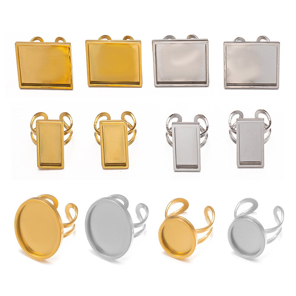 4Pcs  Stainless Steel Square O – обзор и цена Ring Set Adjustable