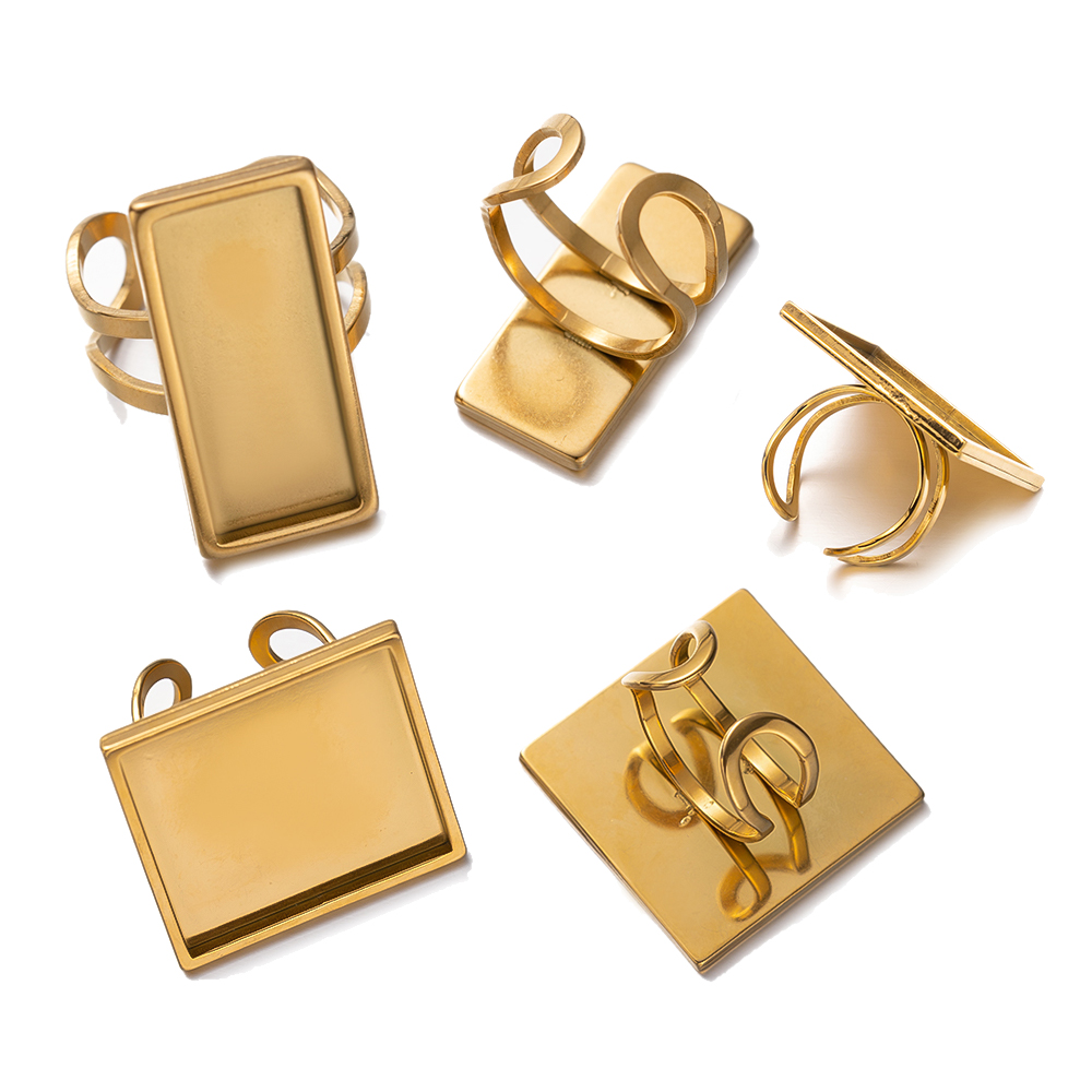 4Pcs  Stainless Steel Square O – обзор и цена Ring Set Adjustable